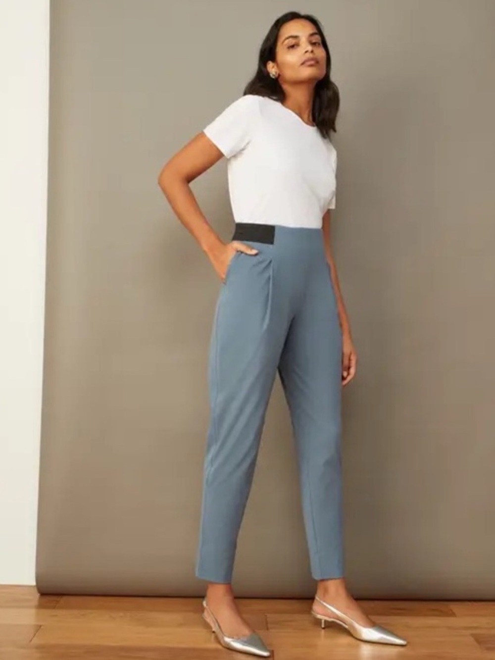 Aday Turn It Up Ankle Pull On Pants | Light Blue/Grey | Medium